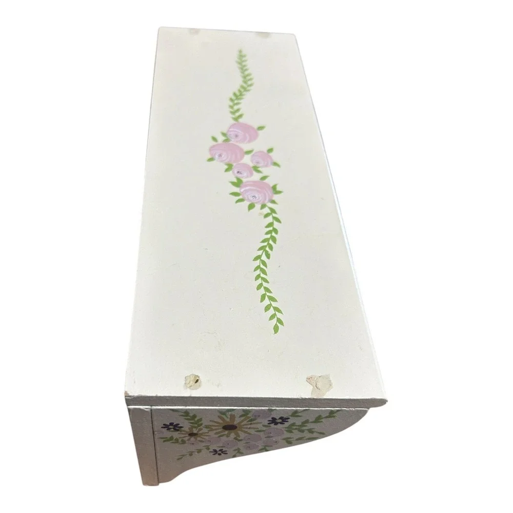 Hand-painted Birdhouse and Floral Peg Hooks Shelf Room Decor